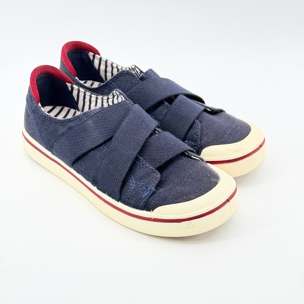 KEEN Womens 8 Elsa Gore Canvas Slip On Sneakers Navy Blue Red Stripe 1023165
